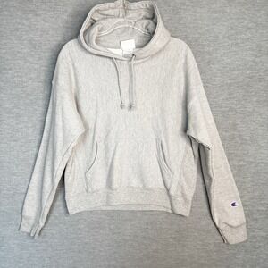 Champion Hoodie Women Size Large Gray  Reverse Weave Cropped Hooded Sweatshirt‎